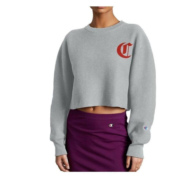 Champion Life Women's Small Reverse Weave Crop Cut Off Crew Sweatshirt Top - Picture 1 of 11